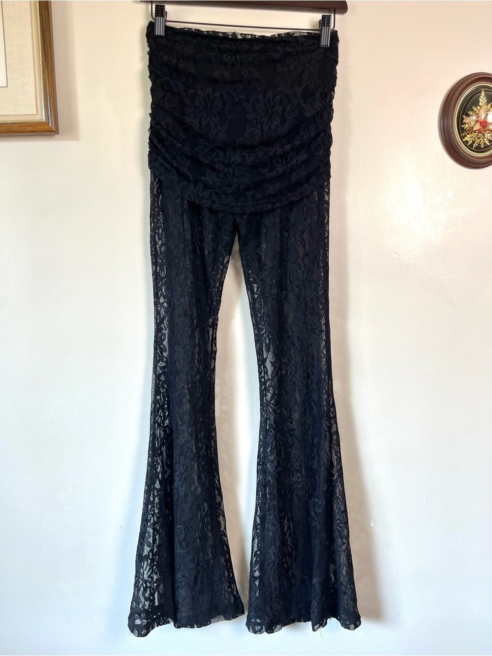 SHEIN Black Lace Flare Pants XS